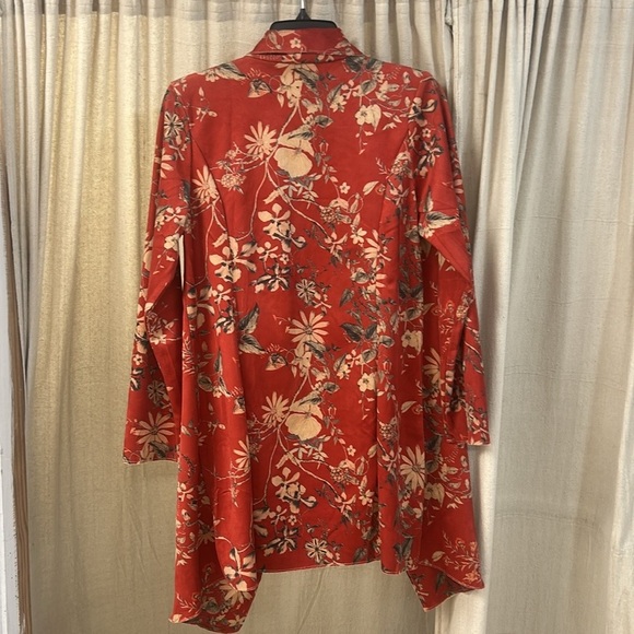 Long Sleeve Flower Coat in Rust - Solitaire - Picture 2 of 4